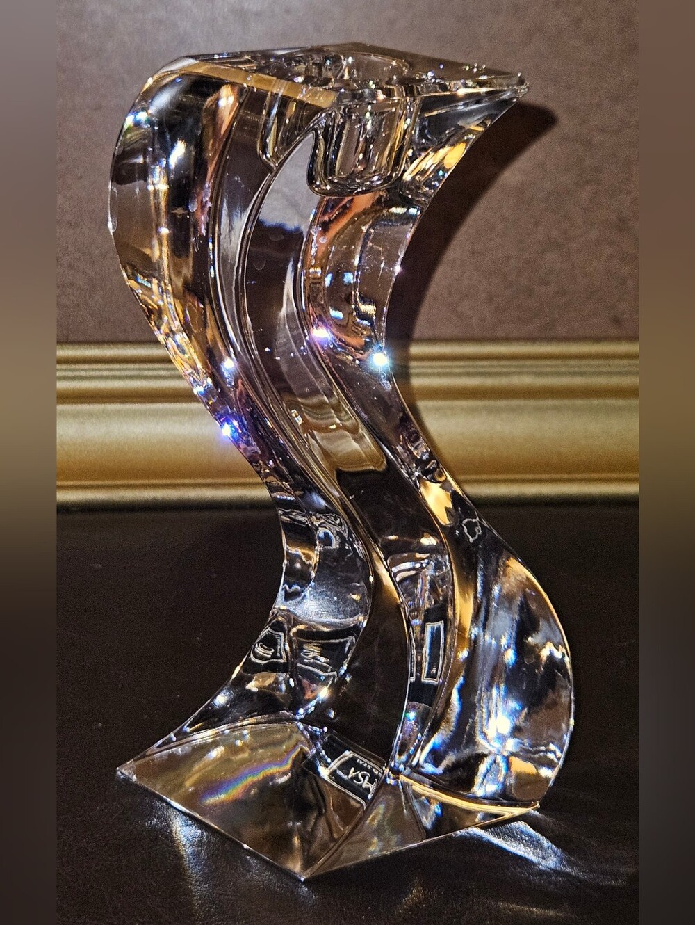 Mikasa Serpentine Crystal Candlestick Holder 7.5"H